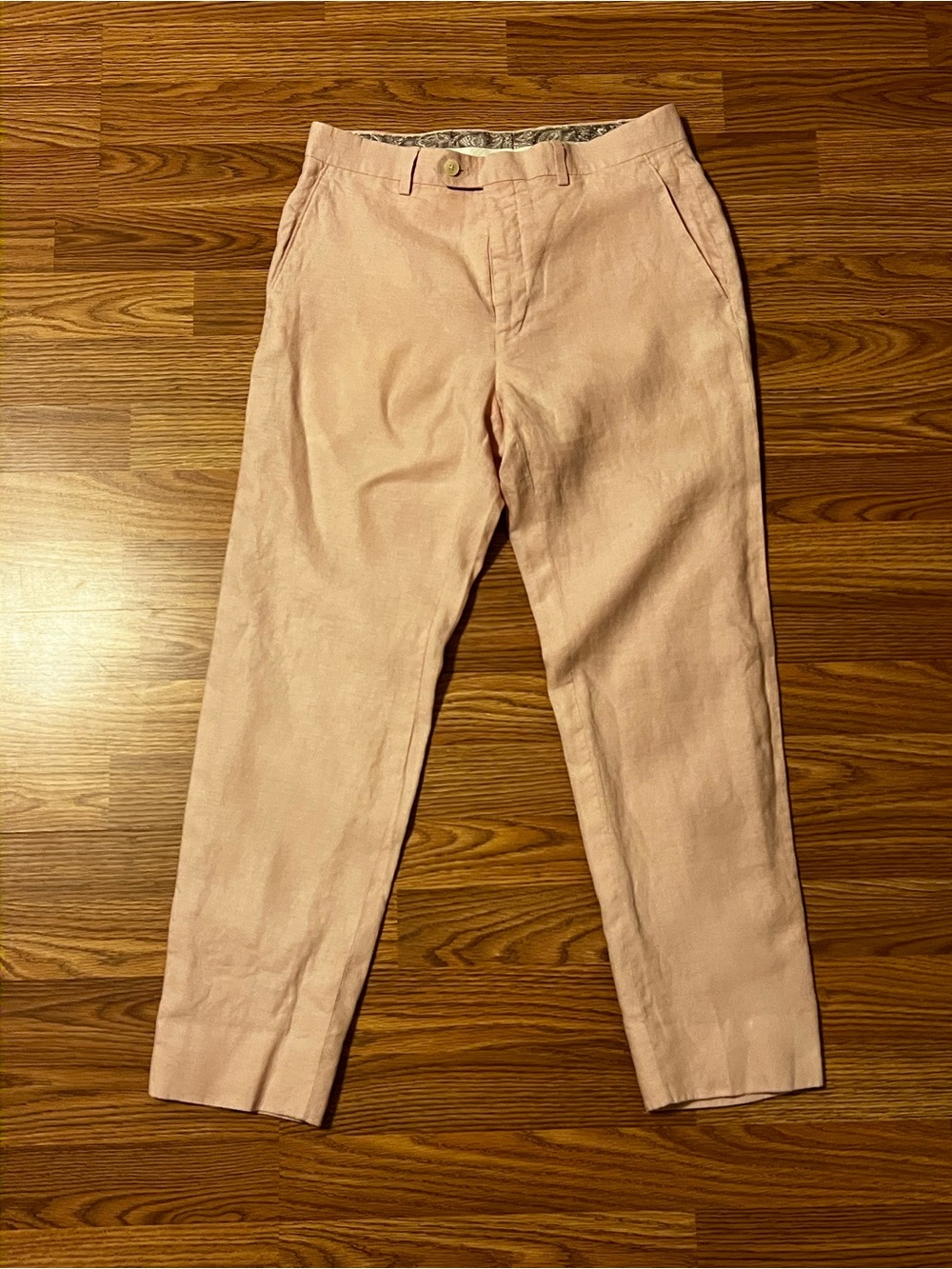 Lauren Ralph Lauren Linen Pants Light Pink Womens Straight Leg Trousers 30W/32